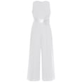 thumbnail image 2 of inlzdz Kids Girls Sleeveless One-Piece Party Jumpsuit Ruched High Waist Overalls Evening Party Prom Ivory 8, 2 of 5