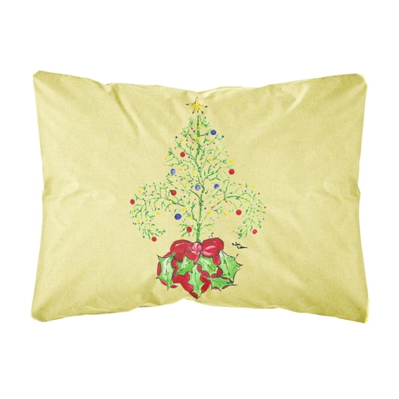 Carolines Treasures 8501PW1216 Christmas Tree Fleur de lis Canvas Fabric Decorative Pillow, 12H x16W, multicolor