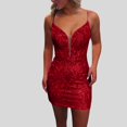 thumbnail image 2 of Sequin Lace Tight Homecoming Dresses Sparkly For Teens Spaghetti Straps V Neck Short Prom Dress Mini Gown, 2 of 5