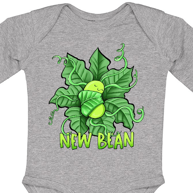 Inktastic New Bean Cute Sleeping Bean in Leaves and Vines Boys or Girls Long Sleeve Baby Bodysuit
