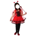 thumbnail image 3 of Girls Ladybug Halloween Cosplay Costume Set, Polka Dot Spaghetti Strap Tutu Dress with Wings Wand Headband, Soft Tulle Fabric for Kids Party Dress Up Red L, 3 of 8