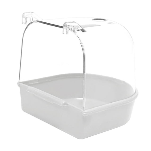 TISHITA Bird Bath Box Bird Bathtub Parrot Bathing Tub for Budgie Parakeets Cockatiel White