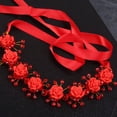 thumbnail image 2 of AURARMLET Flower Headband Rojo Con Para Bodas Y Fiestas Y Cómoda Para Mujer, 2 of 7