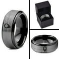 thumbnail image 4 of Tungsten GPS Location Symbol Icon Band Ring 8mm Men Women Comfort Fit Black Step Bevel Edge Brushed Gray Polished, 4 of 4