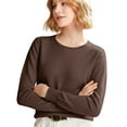thumbnail image 2 of GrmtClth Fall Sweaters for Women Lightweight Soft Knit Sweaters Stylish Crew Neck Long Sleeve Thermal Pullover Tops Brown L, 2 of 9