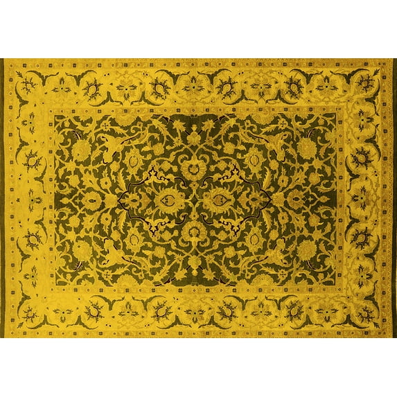 Ahgly Company Indoor Rectangle Oriental Yellow Industrial Area Rugs, 4' x 6'