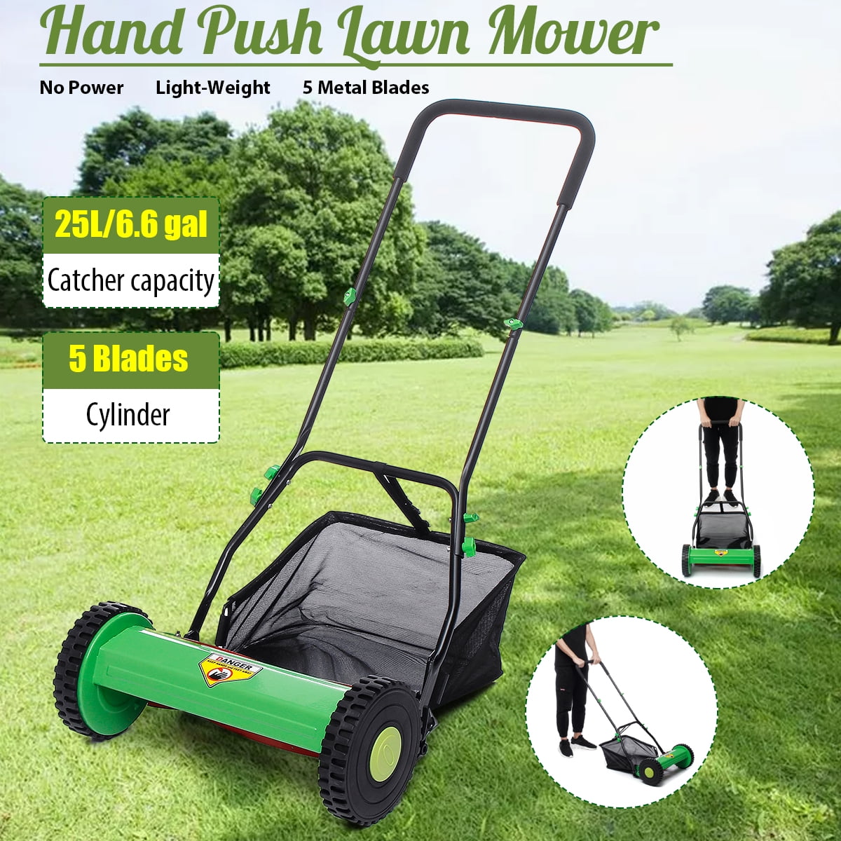 Hand Push Lawn Mower Compact Courtyard Reel Mower Grass Catcher Lawnmower Home Walmart Canada