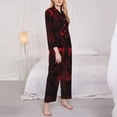 thumbnail image 3 of Lsque Red Gothic Skeleton Throne Pattern Long Sleeve Pajama Set for Women - Soft 2-Piece Sleepwear and Loungewear Set with Pockets, Comfy Nightwear-Large, 3 of 7
