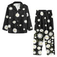 thumbnail image 2 of DISNIMO Daisy Printed Women 2 Piece Lounge Sets Long Sleeve Pajama Sets with Long Pants Casual Loose Sleepwear with Pockets Comfy V Neck Loungewear Nightwear, XL, 2 of 7