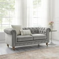 thumbnail image 2 of Londynn Loveseat Grey Velvet 71L x 33.5W x 30.3H Button Tufted Rolled Arm, 2 of 8