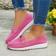 thumbnail image 3 of Women's Wedge Suede Loafers Low Cut Casual Wide Width Tennis Shoes Metal Chain Comfortable Non Slip Walking Sneakers Pink Size 9.5, 3 of 5