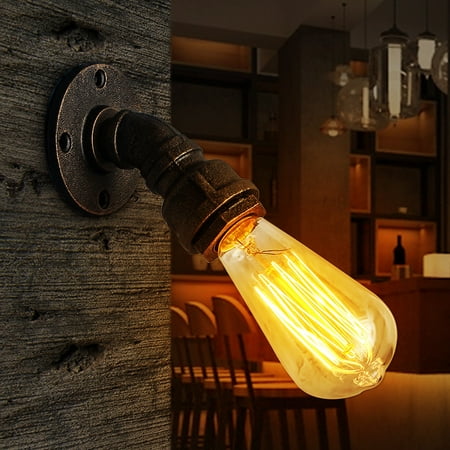 Vintage Industrial Antique Water Pipe Shape Wall Lamp Sconce Light (Best Material For Light Pipe)