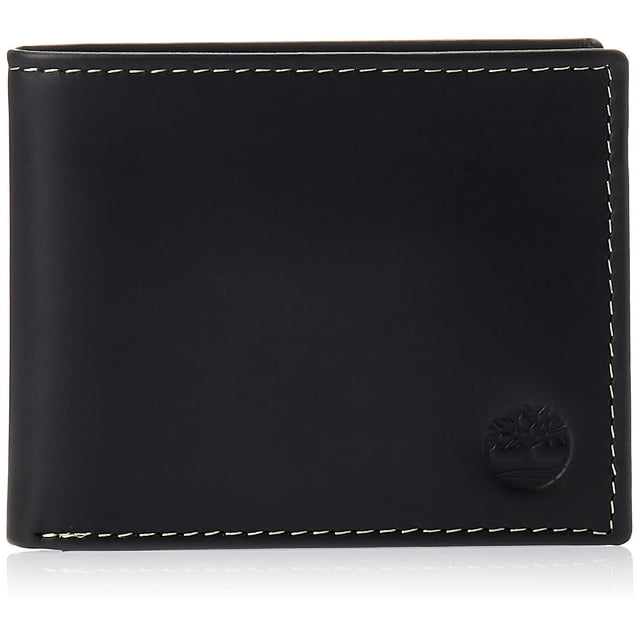 Cartera de cuero para hombre Timberland con bolsillo abatible, negro