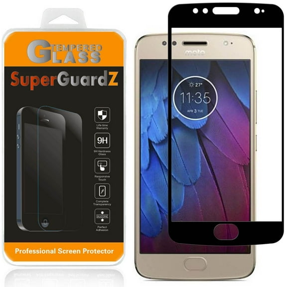 For Motorola Moto G5S - SuperGuardZ FULL COVER Tempered Glass Screen Protector [Edge-To-Edge Protect, Anti-Scratch, Anti-Bubble]   LED Stylus Pen