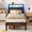 Black, variant on Kbun Full Bed Frame with Charging Station and LED Lights, Full Size Platform Bed Frames with Metal Slats, Upholstered Headboard with 2-Tier Storage Shelves, No Box Spring Needed