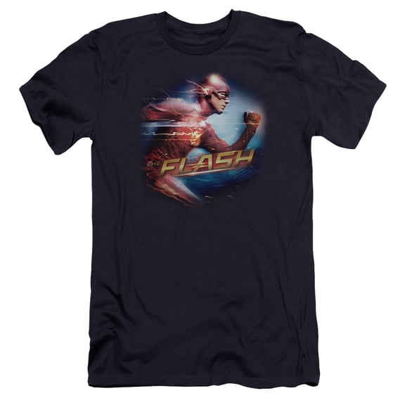 The Flash Fastest Man Premium Canvas Adult Slim Fit 30/1 T-Shirt Navy