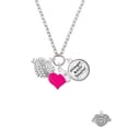 thumbnail image 2 of Delight Jewelry Silvertone Believe Banner on Clear Crystal Heart - Hot Pink Heart Nurse Strong Zoe Necklace, 2 of 4