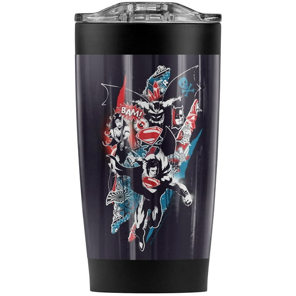 Batman V Superman Ripped Trio Stainless Steel Tumbler 20 oz Coffee Travel Mug/Cup, Vacuum Insulated & Double Wall with Leakproof Sliding Lid | Great for Hot Drinks and Cold Beverages