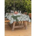 thumbnail image 3 of Outdoor Tablecloth with Umbrella Hole for Patio/Picnic/Party/Camping, Dark Green Coral Coastal Waterproof Table Cloth Rectangle Table Cover Washable, White Summer Beach Seaside Ocean (60"x 102"), 3 of 9