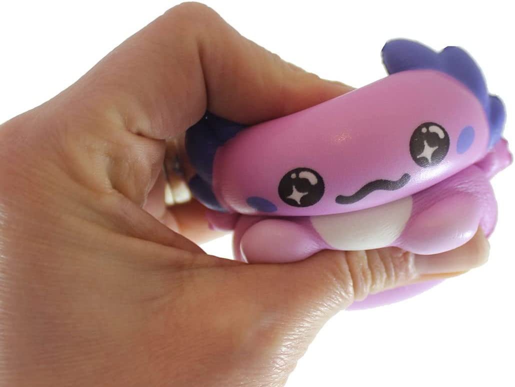 12 Small 3.25 inch Axolotl Slow Rise Squishy Toys - Memory Foam Party Favors, Fidgets, Prizes, OT (Random Colors)