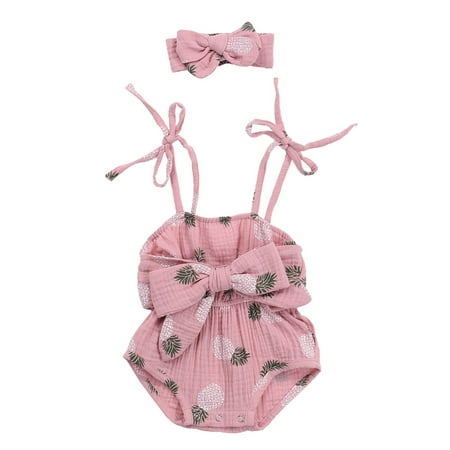 

Gwiyeopda Newborn Kids Baby Girl Cotton Bow Floral Romper Jumpsuit Bodysuit Playsuit Headband Set