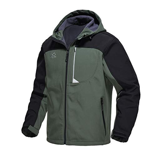 TBMPOY Mens Softshell Windproof Jacket Outdoor Fleece-Lined Water Resistant Coat Winter Outerwear