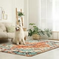 thumbnail image 5 of Wonnitar 9'x12' Area Rug for Living Room Boho Large Washable Rug for Bedroom Aesthetic Vintage Soft Non-Slip Non-Shedding Printed Indoor Carpet for Dining Room Nursery Kids Playroom, Orange, 5 of 9