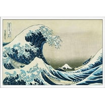 The Great Wave off Kanagawa by Hokusai Wall Poster, 22.375" x 34", Framed