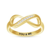 AFFY Infinity Promise Ring for Women | Round White Natural Diamond "You & ME" Stackable Wedding Bands Ring | 14K Yellow Gold Over Sterling Silver Jewelry Gifts For Her (0.05Cttw)-6