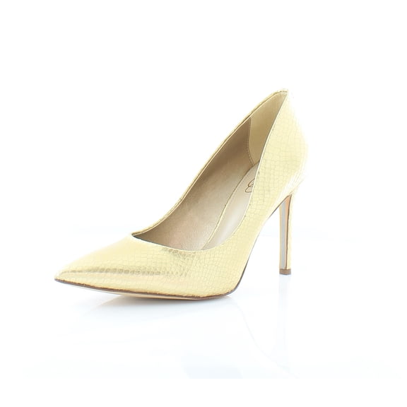 Sam Edelman Hazel Gold Stiletto Heeled Slip On Pointed Toe Classic Dress Pumps (Gold, 9.5)