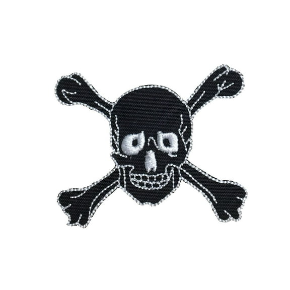 Black Skull/Crossbones - Jolly Roger - Iron on Applique/Embroidered Patch