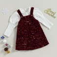 thumbnail image 3 of Okbabeha Toddler Baby Girl Fall Winter Clothes Ribbed Knitted Sweater Pullover Shirt Suspender Skirt Dress Christmas Outfits, 3 of 8