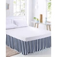 thumbnail image 2 of Navy Blue Striped Bed Skirt Queen Size, Modern Farmhouse Blue White Stripes Wrap Around Bed Skirting with Adjustable Elastic Strap, Dust Ruffle Pleated Bedskirts 16 Inch Drop for Bedroom Queen Beds, 2 of 9