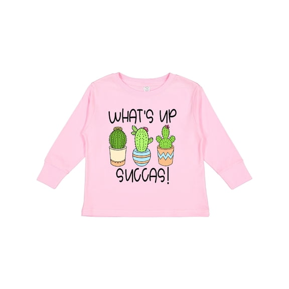 Inktastic What's Up Succas Funny Cacti Plants Boys or Girls Long Sleeve Toddler T-Shirt