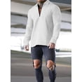 thumbnail image 2 of Liacowi Men's Spring Autumn Casual Shirts Solid Color Long Sleeve Lapel Tops Half Zipper Shirts, 2 of 7