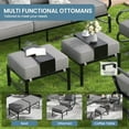 thumbnail image 4 of AMOPATIO 5-Piece Oversized Outdoor Sectional Set - 2 Swivel Chairs, 2 Ottomans & 3-Seat Sofa with Thick Cushions -Metal Patio Furniture for Backyard, Poolside-Gray, 4 of 6