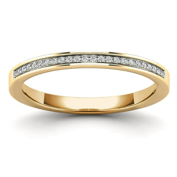 Anygolds 14K Real Solid Gold 0.08ctw Diamond Half Eternity Women's Band Ring - MAS2072R5Y - Yellow Gold Size 5