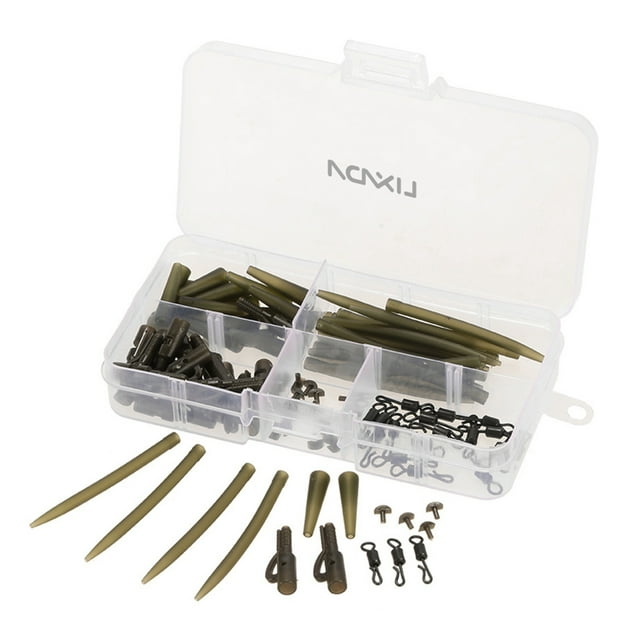 Manguitos Lixada 100pcs Terminal Carpa Trastos de pesca Clips de plomo de seguridad con clavijas Tub Lixada Manguitos