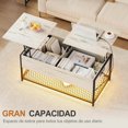 thumbnail image 4 of Mesa de Centro para Sala con Estante de Almacenamiento, Enchufe, Mesa Centro Elevable Compartimentos Ocultos y Parte Superior, Oficina, Blanco Rústico y Negro, 4 of 4