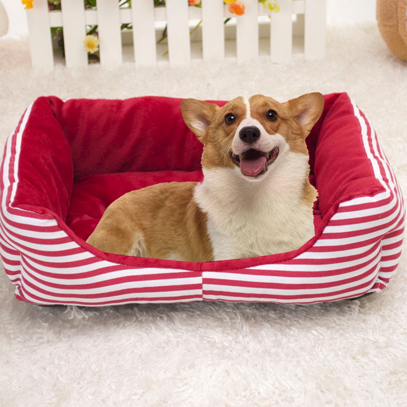 Zhourta Christmas Pet Bed Cat House Dog Bed 18x13x5 Inch Festive Holiday Themed Cozy Shelter for Indoor Pets
