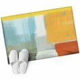 thumbnail image 2 of 2x3 Door Mat Rug, Teal Yellow Non-Skid Rubber Backing Large Rectangle Rugs - Living Room Bedroom Home Office, Orange Oil Painting Modern Abstract Geometric Indoor Floor Mat Carpets Washable Rug, 2 of 9