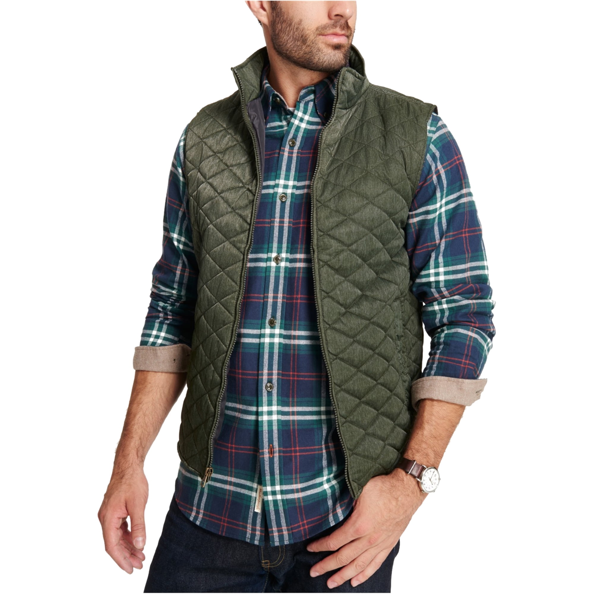 Weatherproof Mens Textured Quilted Vest, Green, Large - Walmart.com