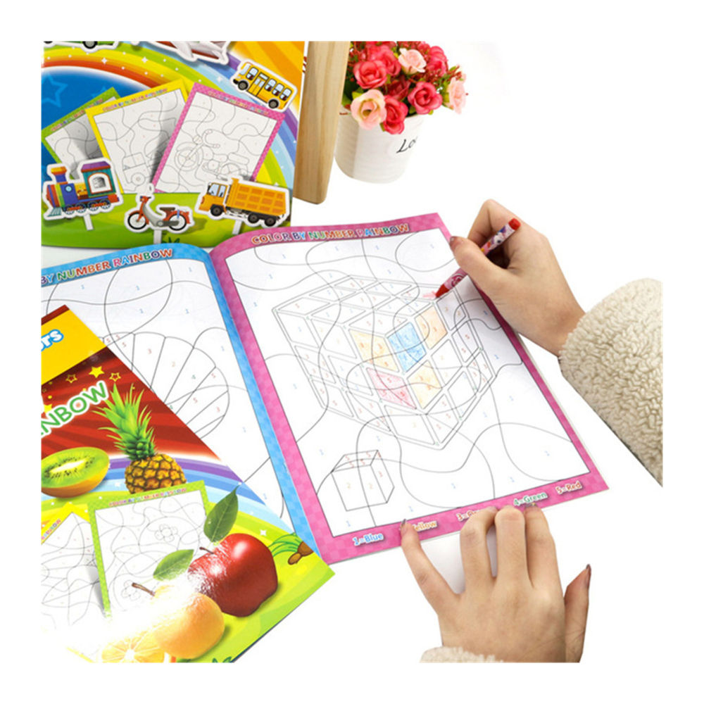 Baby Learning Book Drawing Color By Number Educational Workbook Kids