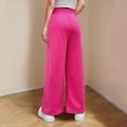 thumbnail image 3 of Vibrex Girls Pants Casual Solid Color Fashion Elastic Waist Sports Straight Leg Pants Girls Sweatpants Front Seam Drawstring Wide Leg Sweat Pants Kids 7-14Y, 3 of 8