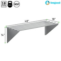 AmGood 48" Long X 18" Deep Stainless Steel Tubular Wall Shelf | NSF Certified | Appliance & Equipment Metal Shelving