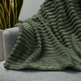 thumbnail image 3 of Nestl Cut Plush Fleece Blanket, Soft Lightweight Fuzzy Luxury Throw Size Bed Blankets for Bed, Throw, Olive Green, 3 of 11