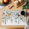thumbnail image 2 of Floral Eucalyptus Leaves Placemats Set of 6, Summer Botanical Watercolor Daisy Placemats for Dining Table, Place Mats for Kitchen Tabletop, Waterproof Wipeable Dining Table Mats Set, 2 of 9