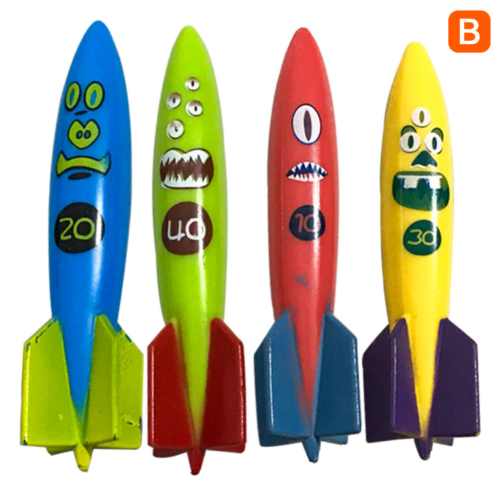4 Pcs Kids Swimming Pool Toys Rocket Torpedo Diving Playing Summer Game