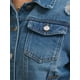 thumbnail image 5 of Abrigo de mujer INSPIRE CHIC, chaqueta de mezclilla con cuello plano, botones, mangas 3/4, lavado, cropped, color azul oscuro, 5 of 6
