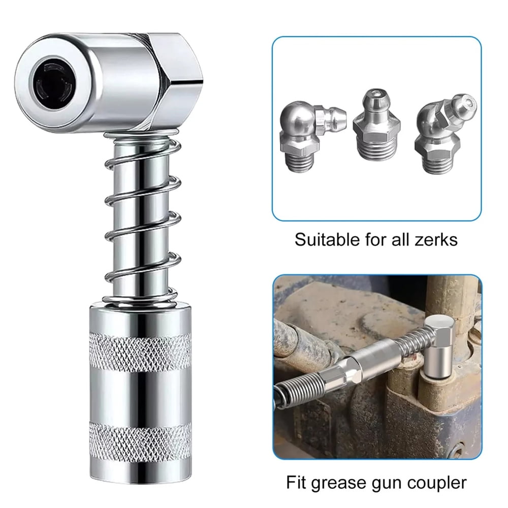 8‑Piece Grease Gun Injector Needle & Nozzle Accessory Set with 90° Coupler Adapter, Universal Grease Fittings Tool Kit for Automotive, Industrial & Machinery Lubrication